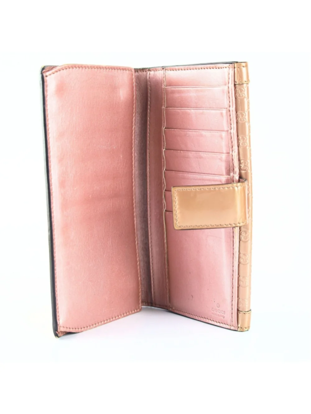 GUCCI Guccisima Trifold wallet Long Wallet Purse GG Enamel Pink Women Used Auth - Picture 10 of 16